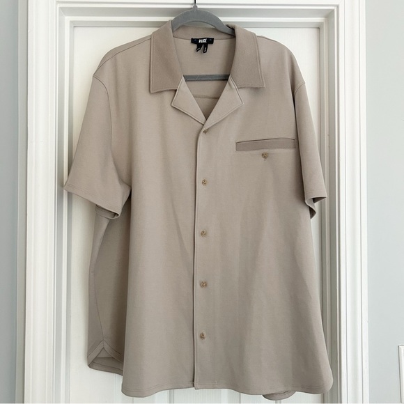 PAIGE Taupe Short Sleeve Shirt - Picture 1 of 4